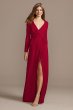 Long Sleeve Wrap Georgette Bridesmaid Dress F20172