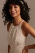 High Neck Pleated Short Length Bridesmaid Dress F20174