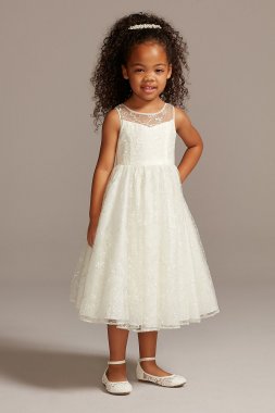 Allover Sequin Floral Lace Tank Flower Girl Dress OP266