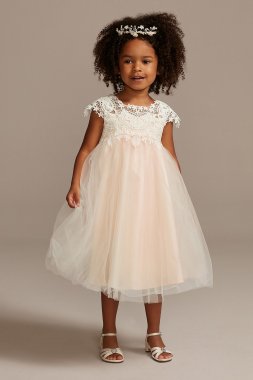 Venise Lace Cap Sleeve Flower Girl Dress OP269