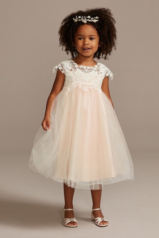 Venise Lace Cap Sleeve Flower Girl Dress OP269