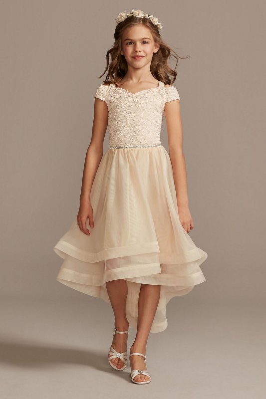 Off-the-Shoulder Lace and Tulle Flower Girl Dress SC476D01H908