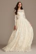 Long Sleeve Beaded Lace Folded Skirt Wedding Dress SLCWG780