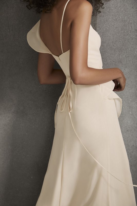 Asymmetric Ruffle Spaghetti Strap Bridesmaid Dress VW360531