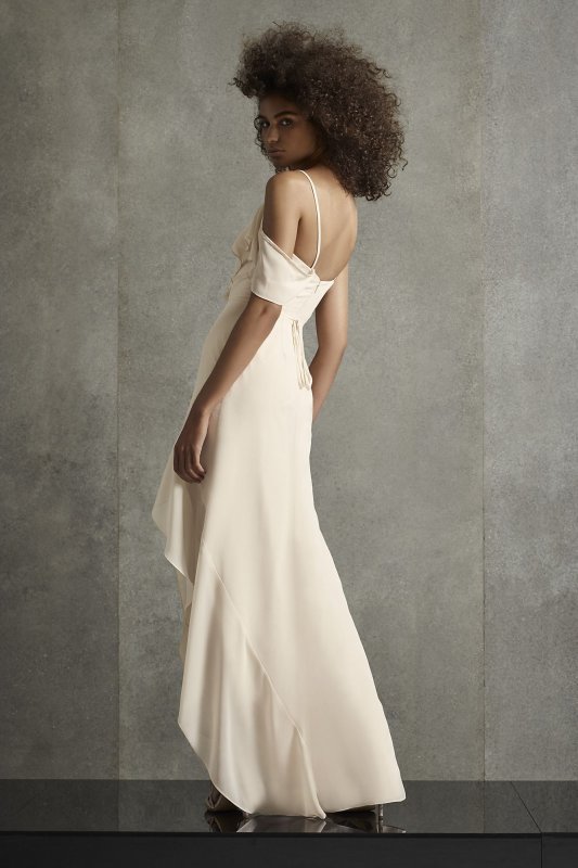 Asymmetric Ruffle Spaghetti Strap Bridesmaid Dress VW360531