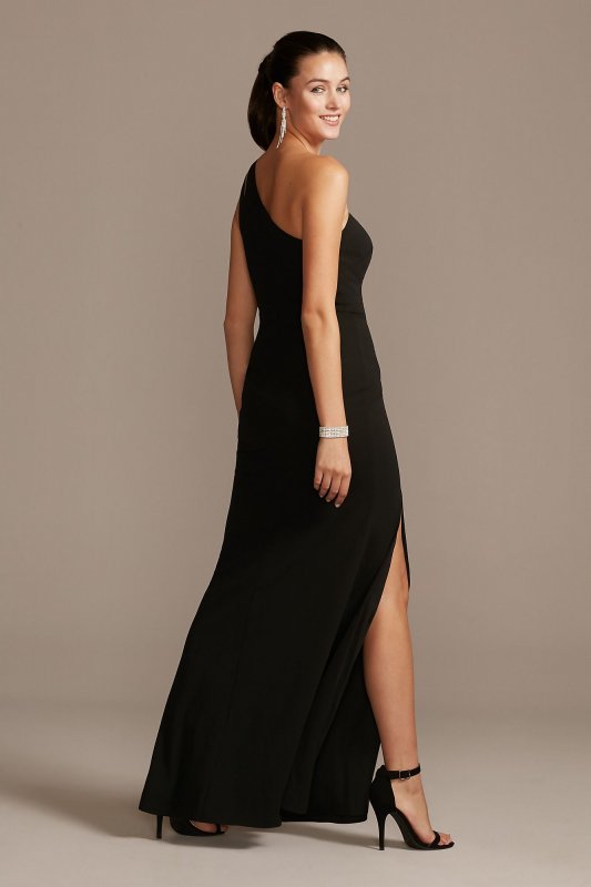 Cutout One-Shoulder Crepe Gown with Skirt Slit WBM2061