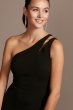 Cutout One-Shoulder Crepe Gown with Skirt Slit WBM2061
