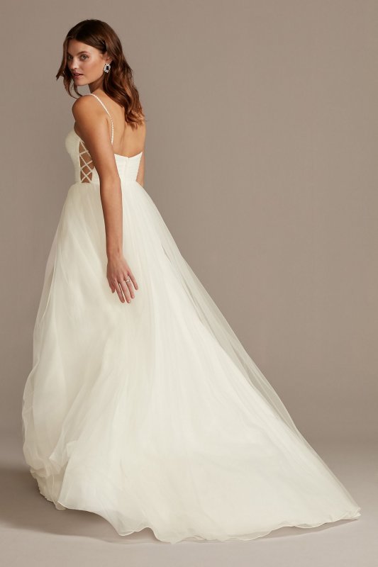 Spaghetti Strap Pleated Tulle Wedding Dress Collection WG3994
