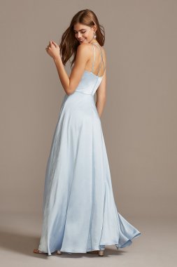One Shoulder Satin Gown with Open-Front Slit Speechless X44552DQA40