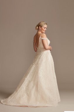 Beaded Applique Tall Plus Wedding Dress with Swags 4XL8CWG875