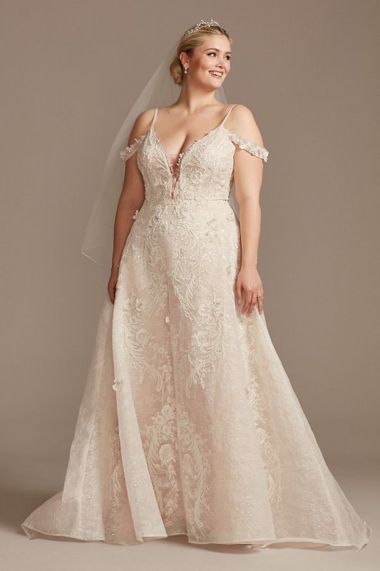 Beaded Applique Tall Plus Wedding Dress with Swags 4XL8CWG875