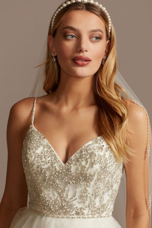 Beaded Bodice with Tiered Skirt Tall Wedding Dress 4XLWG4007