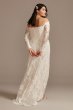 Floral Lace Long Sleeve Plus Size Wedding Dress 8MS161225