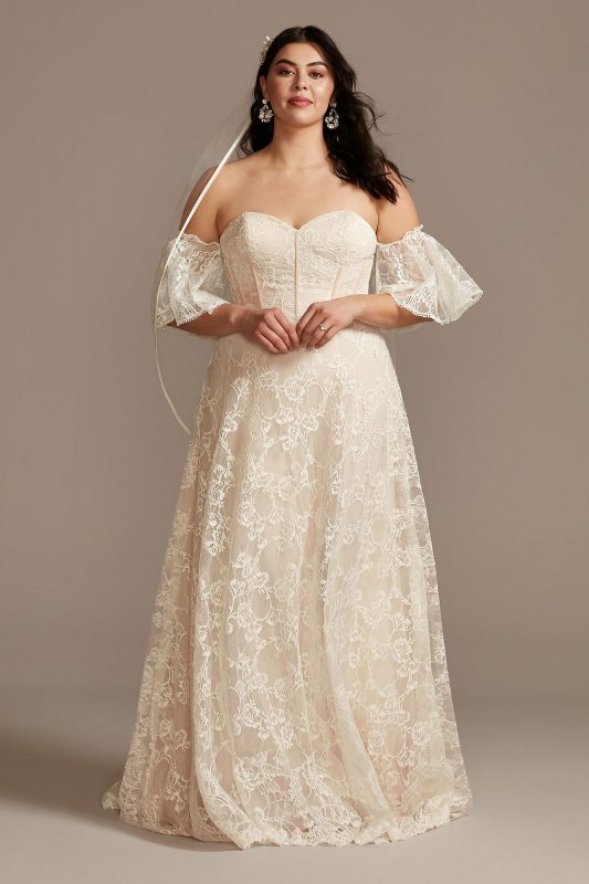 Plus Size Wedding Dress with Removable Sleeves 8MS161231