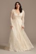 Long Sleeve Chantilly Lace Plus Size Wedding Dress 8MS251227