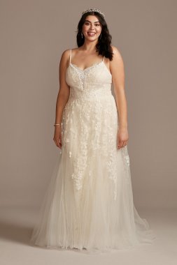 Pleated Lace Caged Skirt Plus Size Wedding Dress 8MS251229