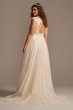 Cap Sleeve Lace Appliqued Plus Size Wedding Dress 9SWG862