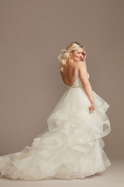 Beaded Bodice Tiered Skirt Plus Size Wedding Dress 9WG4007