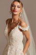 Beaded Applique Wedding Dress with Swag Sleeves CWG875