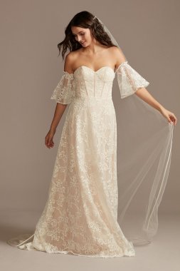 Corset Lace Wedding Dress with Removable Sleeves MS161231
