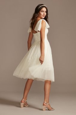 Embroidered Love Note Short Tulle Wedding Dress MS161233