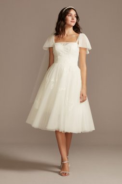 Embroidered Love Note Short Tulle Wedding Dress MS161233