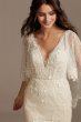 Lace Wedding Dress with Crochet Trim Capelet MS251224