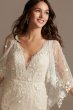 Lace Wedding Dress with Crochet Trim Capelet MS251224