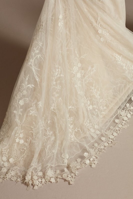 Lace Wedding Dress with Crochet Trim Capelet MS251224