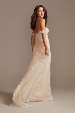 Floral Beaded Wedding Dress with Removable Sleeves MS251234