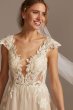 Illusion Cap Sleeve Lace Appliqued Wedding Dress SWG862