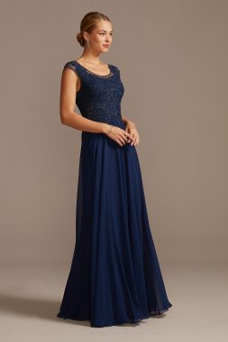 Illusion Cap Sleeve Corded Lace Gown with Crystals WBM19002