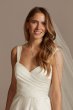 Pleated Satin Asymmetric Tulle Hem Wedding Dress WG4006