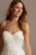 Pleated Satin Asymmetric Tulle Hem Wedding Dress WG4006