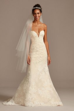 Lace Removable Bow Train Petite Wedding Dress 7CWG880