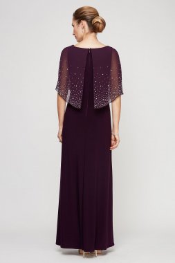 Chiffon Long Dress with Embellished Sheer Popover 81351534