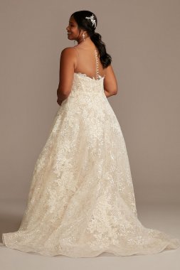 Applique Plus Size Wedding Dress with Button Back 8CWG876