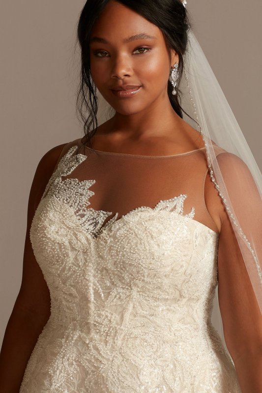 Applique Plus Size Wedding Dress with Button Back 8CWG876