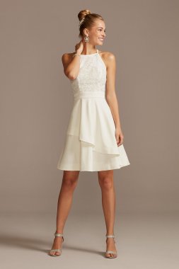 High Neck Caviar Beaded Stretch Mini Dress Speechless C83231DTGQ