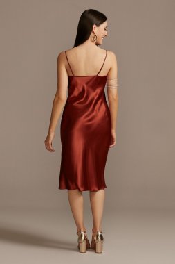 Midi Satin Slip Dress with Spaghetti Straps DS270106