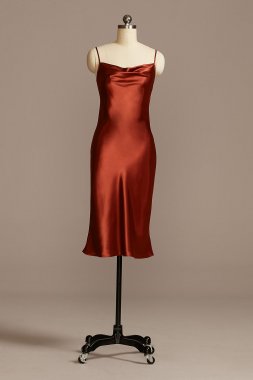 Midi Satin Slip Dress with Spaghetti Straps DS270106