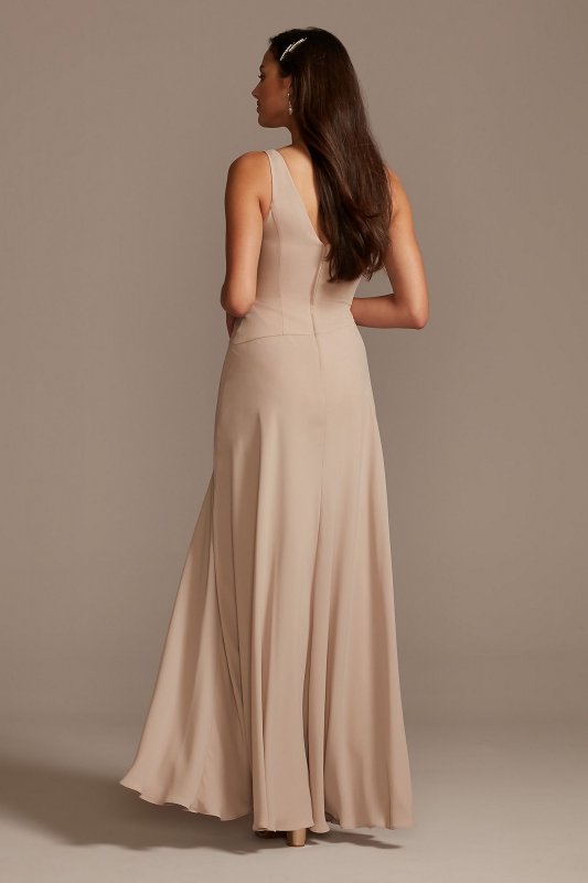 Tank Georgette Cascade Bridesmaid Dress with Slit F20225