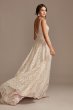 Geometric Sequin Illusion Plunge Wedding Dress SWG863