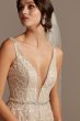 Geometric Sequin Illusion Plunge Wedding Dress SWG863