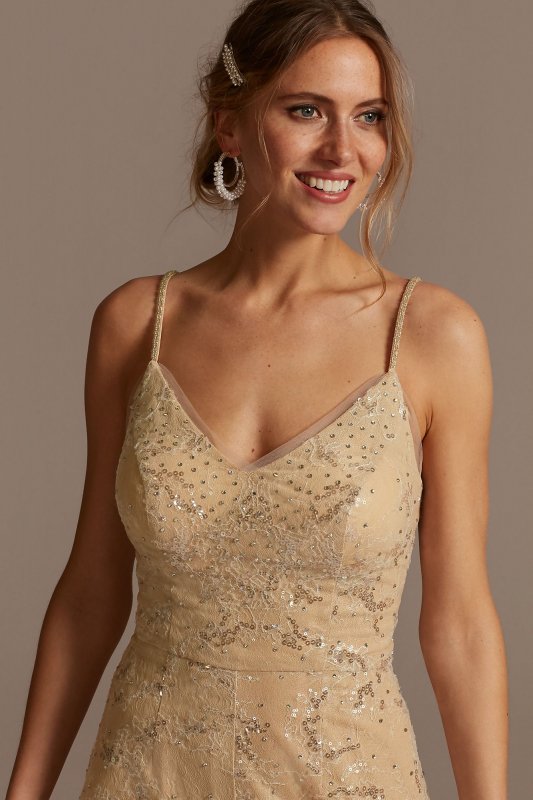 Two Piece Wedding Romper and Over Dress Set SWG869