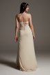 Crepe Bridesmaid Dress with Swags and Slit VW360550