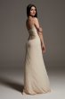 Crepe Bridesmaid Dress with Swags and Slit VW360550