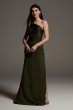 Crepe Bridesmaid Dress with Swags and Slit VW360550