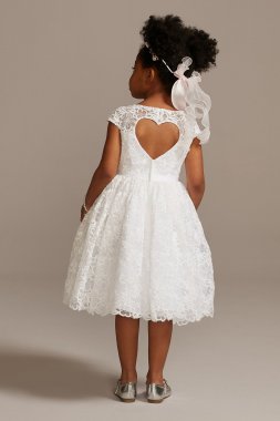 Cap Sleeve Lace Heart Cutout Flower Girl Dress WG1408