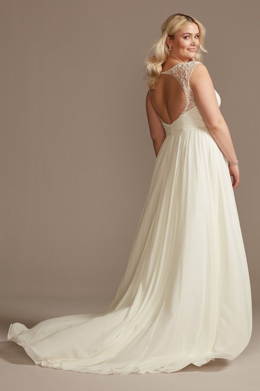 Beaded Cutout Back Chiffon Tall Plus Wedding Dress 4XL9WG4003